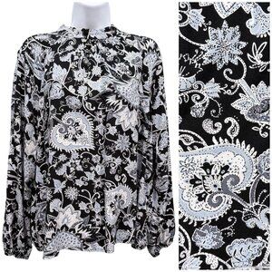 C&C‎ California Paisley Floral Peasant Blouse Boho Chic Romantic Office Womens M